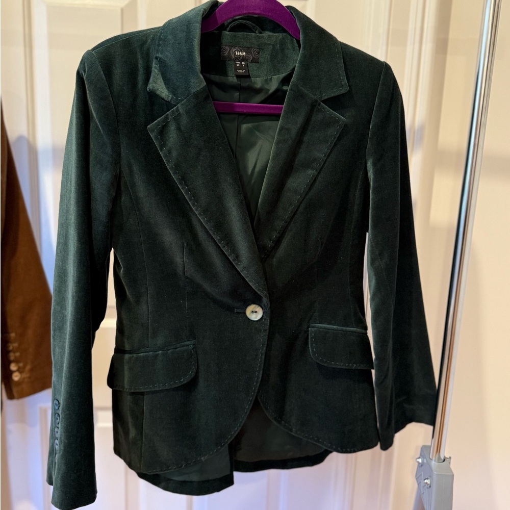 H&M Dark Green Velvet Blazer